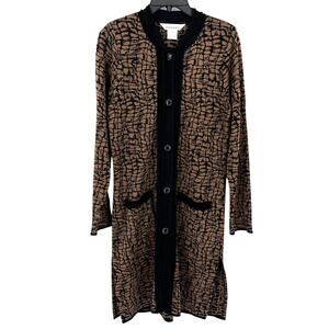 Exclusively Misook Reptile Print Button Front Duster Jacket Cardigan Size XS